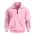 thumbnail image 5 of Mohiass Men's Fleece Lined Sweatshirts Fleece Pullover Basic Tops Quarter Zip Crewneck Winter Sweatshirt Pink S, 5 of 6