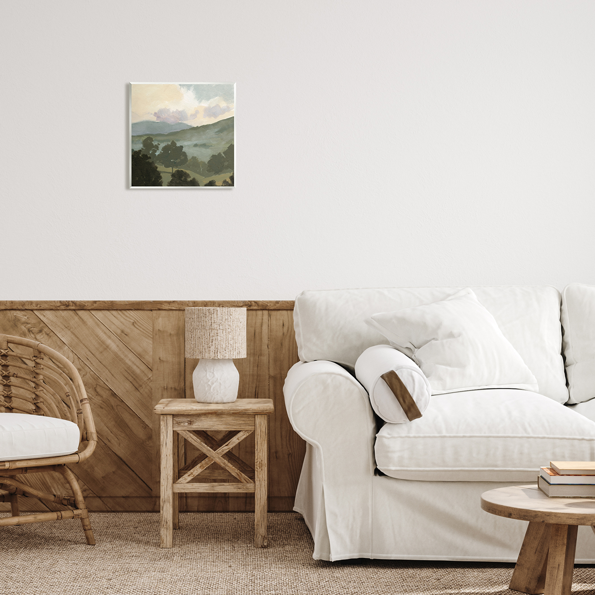 Stupell Industries Country Landscape Sky Nature Painting Unframed Art Print Wall Art, 12 x 12