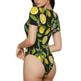 thumbnail image 3 of Easygdp Lemon Fruits Flowers Leaves Women's One-Piece Swimsuit Slim Fit Crew Neck Bodysuit Athletic Swimwear with Concealed Buckle - Small, 3 of 9