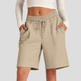 thumbnail image 2 of Womens Athletic Shorts, Audhol Women's Solid Color Comfortable Loose Cotton Shorts Casual Pants Drawstring Sports Pants Sweat Shorts Women Khaki M, 2 of 8