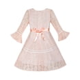 thumbnail image 3 of Flower Girl Dress Lace Blush Pink Bell Sleeve Party 6, 3 of 7
