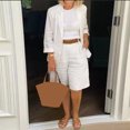 thumbnail image 5 of Joernso 1 Set Blazer Half Shorts Solid Color Single Breasted Summer Loose-fitting Buttons Outfit for Office, 5 of 8