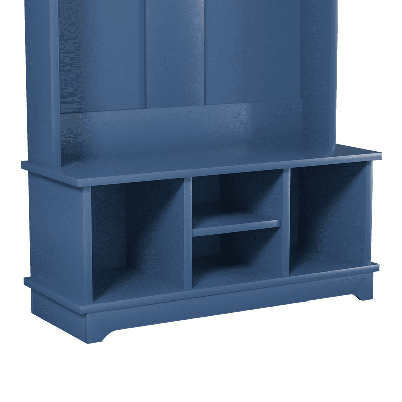 3-in-1 Hall Tree with Shoe Storage Bench, 5 Hooks,Heavy-Duty Standing Organizer for Mudroom, Bedroom, Living Room,Blue