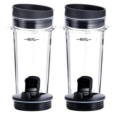

ckepdyeh 2 Pcs 16 OZ Cup with Four Lids Blender Replacement Parts Accessories for Ninja BL660 BL770 BL740/QB3000/BL810 Blender