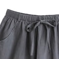 thumbnail image 4 of PIWHJQK Women Cotton and Linen Shorts Women's Solid High Waist Loose 5 Inch Cotton Linen Shorts Slim Look Bottoms, 4 of 5
