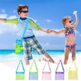 thumbnail image 1 of Sac de Plage Carré en Maille avec Boucle / Fourre-Tout de Rangement en Nylon Respirant à Haute Densité / Sac à Dos de Piscine Grande Capacité pour s'Évacuer du Sable / Sangle Ajustable à Fermeture Éclair / 8.7x6.7 Po / Bleu Vert Rose Jaune, 1 of 6