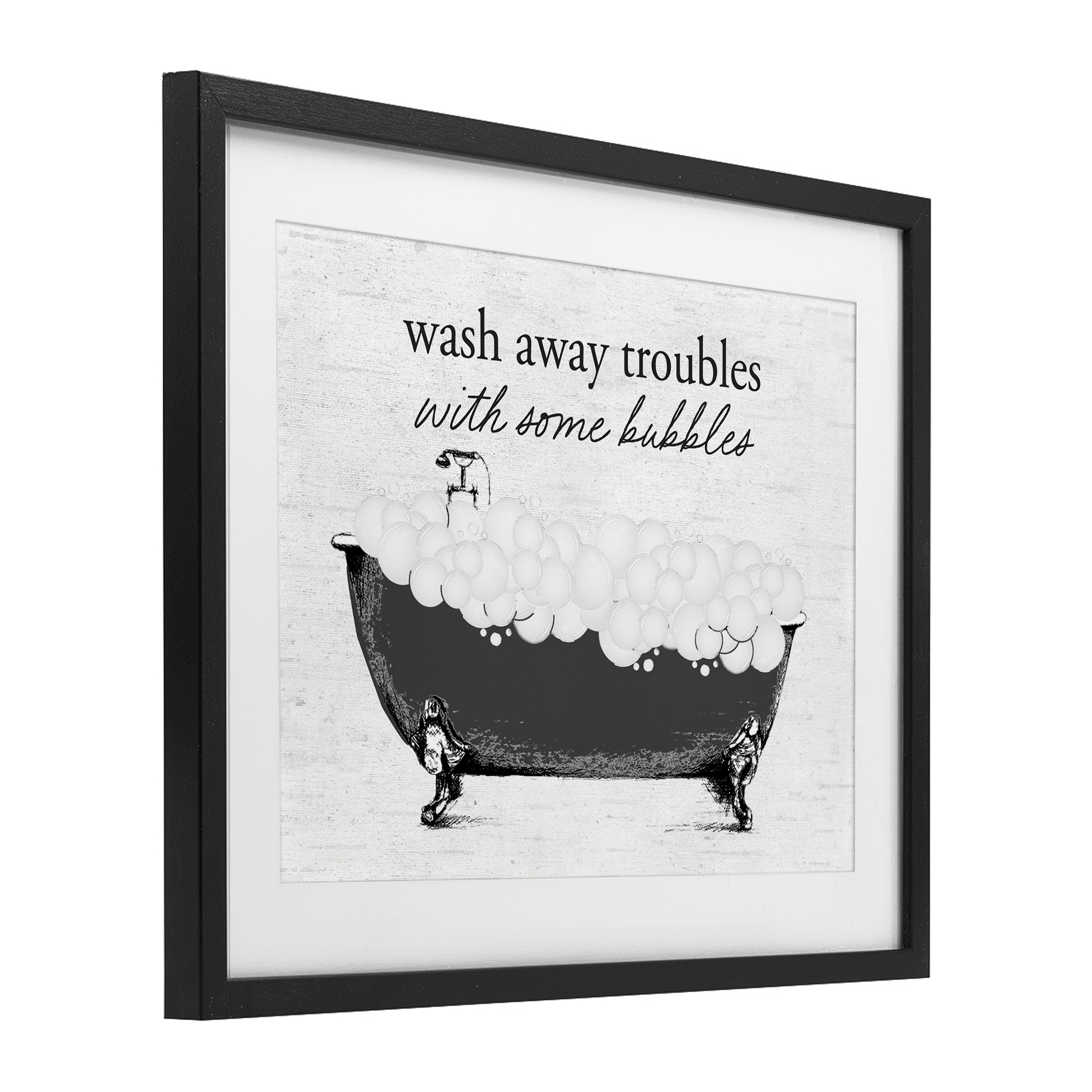 Uplifting Bubble Bath Rhyme Black Framed Print Under Glass, design by Lettered and Lined