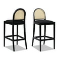 thumbnail image 2 of Panama 30.5" Curved Back Cane Rattan Set of 2 Bar Stools in Ebony Black Boucle, 2 of 8