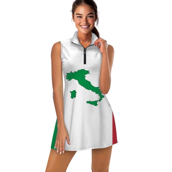 Map of Italy - Italian Flag Sports Dresses Women Tennis Dress Outdoor Badminton Golf Quick-Drying And Breathable Sports Dress