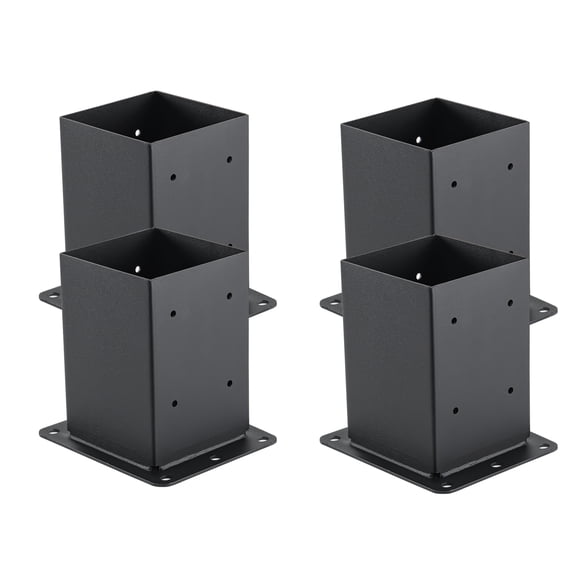 4x4 Post Base 4 Pcs, (Inner size 3.6x3.6) Post Anchors, 13GA Thick Solid Steel & Black Powder Coated,Deck Post Brackets Support Deck Base Plate Pergola brackets Fence Kit Mailbox Mount