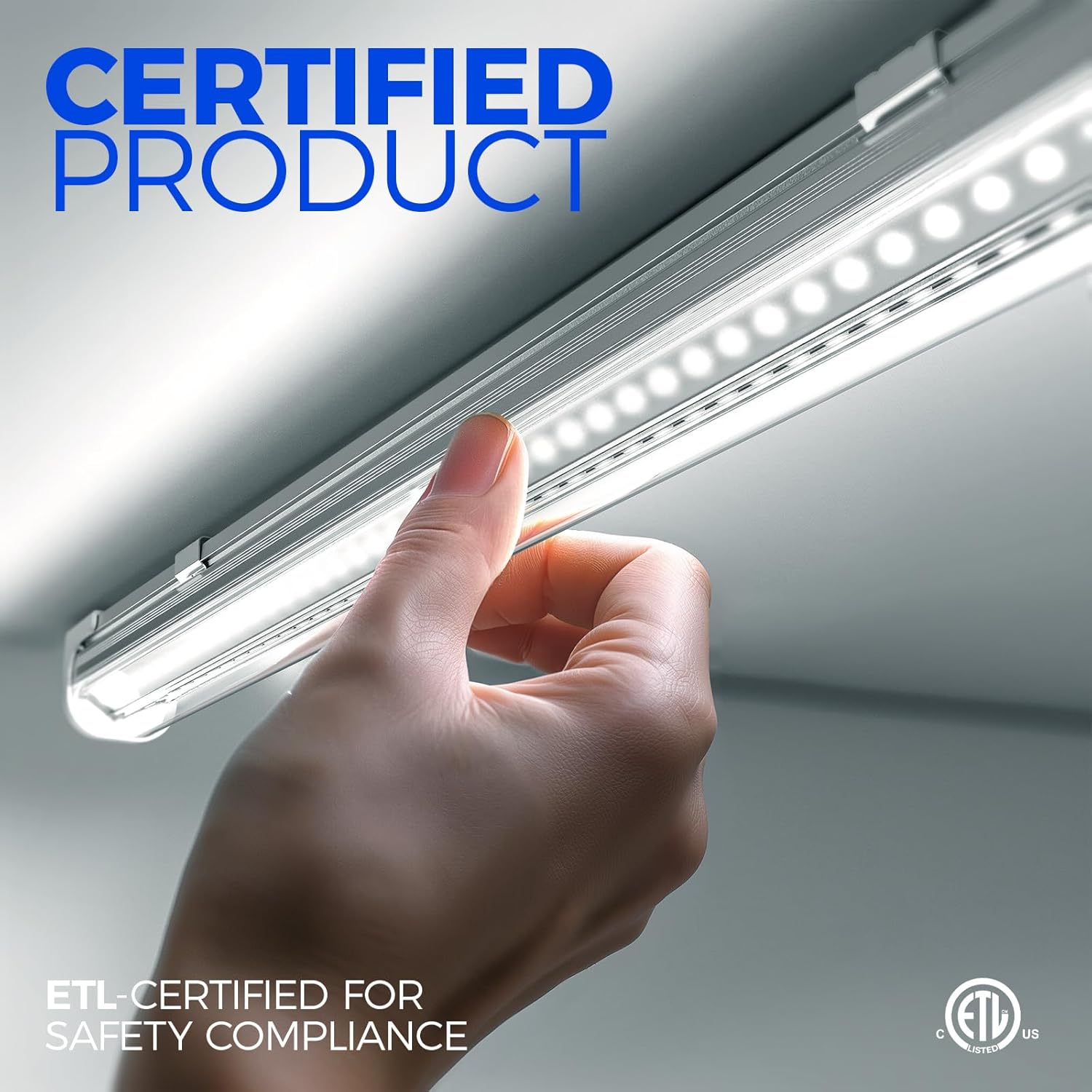Barrina 2-Pack T8 LED Shop Lights 4FT 50W 7000LM 6500K ‎Super Bright White Clear Cover Ceiling V-Shape Shop Light Fixture Garage Warehouse Basement Workshop ETL Listed