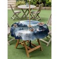 thumbnail image 4 of Outdoor Tablecloth with Umbrella Hole for Patio/Picnic/Party/Camping, Blue Black Mountain Waterproof Table Cloth Round Cover Washable, Forest Pine Trees Abstract Art (Dia 54"), 4 of 9