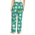 thumbnail image 3 of Goofa Lemon Blue Printed Soft Pajama Pants for Women, Wide Leg Comfy Casual Lounge Yoga Pants-Medium, 3 of 9