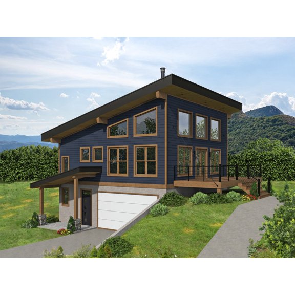 763-406: Modern Contemporary 4 Bed, 2 Bath Luxury Home Plan, 1598 Sq Ft: Full Blueprints with License to Build by Home Plan Marketplace - Lesuto
