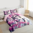 thumbnail image 3 of Homewish Pet Kitten Lovers Queen Comforter Set,Japanese Sakura Bedding Sets,Pink Cherry Blossom Bedding Comforter Set For Girl Teens,Ultra Soft Home Decor Reversible,3 Pieces, 3 of 8