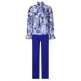 thumbnail image 5 of Babysbule Womens Fall Plus Top Sets s Women Long Sleeve Color Pants Add Printed Shirt Bow Tie Rope Suit, 5 of 7
