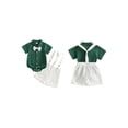 thumbnail image 2 of BemeyourBBs Newborn Baby Boys Summer Clothes Cotton Linen Baptism Day Gentleman Outfit Short Sleeve Bowtie Shirt Romper with Suspender Shorts Set, 2 of 9