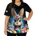 thumbnail image 3 of LTTVQM Womens Easter Scrub Tops 2026 Bunny Eggs Graphic Funny Short Sleeve Shirts Casual V Neck Fashion Clothes with Pockets Navy 5XL, 3 of 5