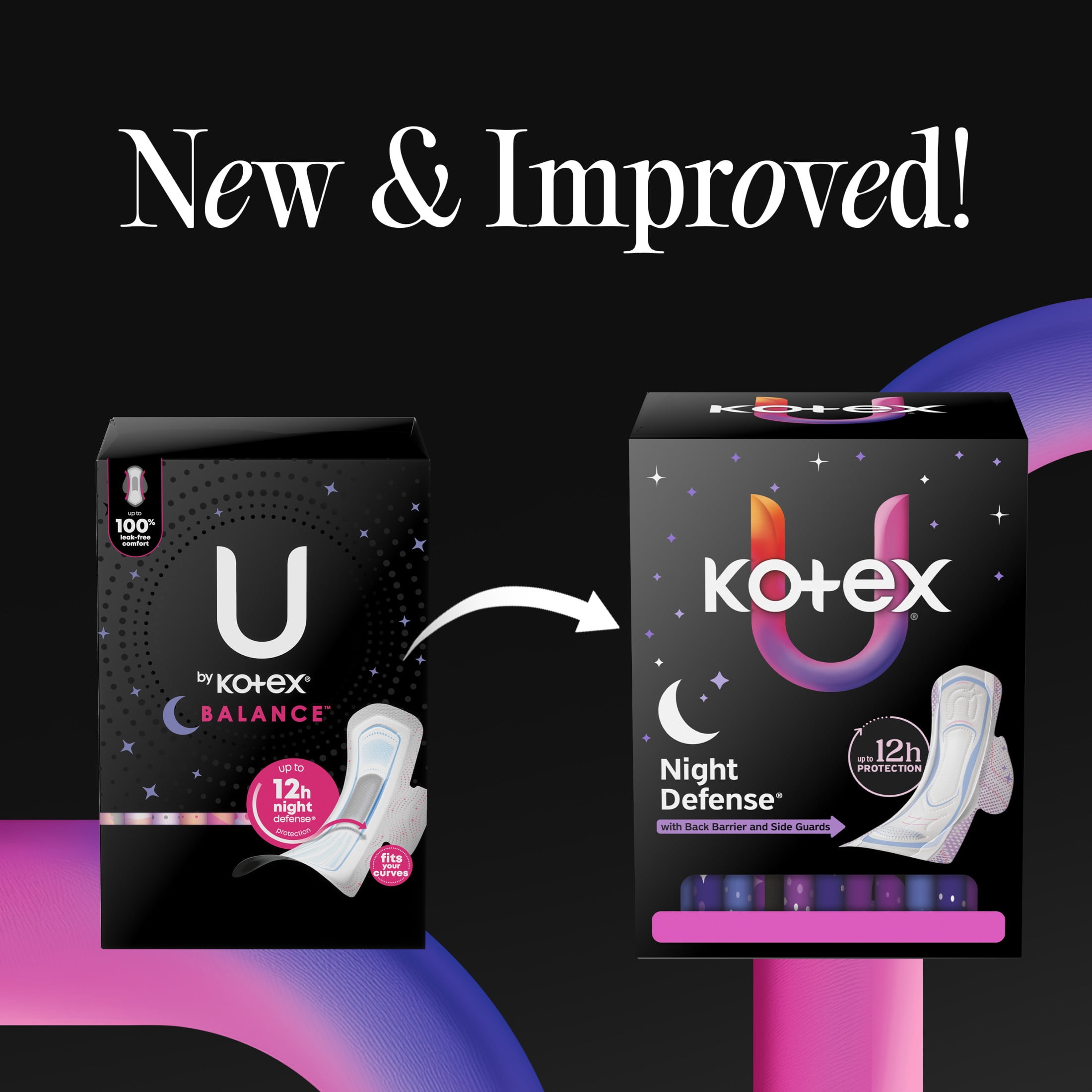 (2 pack) Kotex Ultra Thin Overnight Pads with Wings, Heavy Absorbency, 36 Count
