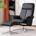 thumbnail image 4 of Mcombo Swivel Recliner with Ottoman, Modern Armchair with Heavy Duty Aluminum Base, Faux Leather Lounge Chair for Living Room Bedroom Office, 4603(Black), 4 of 9