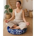 thumbnail image 2 of Vargottam Coussin de Sol - Pouf Rond en Coton de 22 Pouces avec Mousse à Mémoire de Forme, Coussin de Sol Capitonné pour Méditation et Décoration Intérieure - Patchwork Boho Bleu, 2 of 7