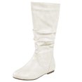 thumbnail image 3 of Womens Slouch Boots, Flat Heels Mid Wide Calf Zipper Ladies Fall Winter Fashion Boots White, 3 of 9