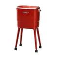 thumbnail image 2 of Cubo de basura con ruedas de doble capa resistente con A, ideal para la oficina, la cocina, Rojo, 2 of 9