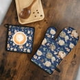 thumbnail image 5 of Fall Pumpkins Leaves Pattern Kitchen Oven Mitt and Pot Holder Sets 2 Pcs for Baking, Cooking and Grilling, Heat Resistant Up To 392 °F, 5 of 7