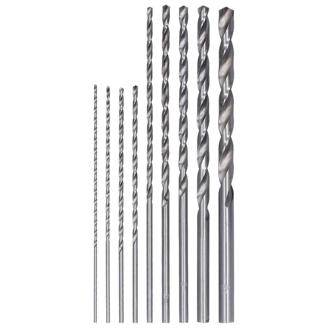 Broca helicoidal, 9 Piezas de Broca helicoidal de Acero de Alta Velocidad, Juego de Herramientas de perforación Extra largas para Aluminio, plástico, Madera, PVC, no es fácil de deformar