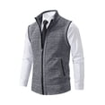 thumbnail image 2 of GrmtClth Vest for Men Fake Two Piece Full Zip Stand Collar Sleeveless Knit Layering Gilet with Side Pockets Fall Winter Business Casual Waistcoat Light Gray L, 2 of 4