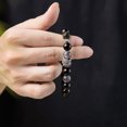 thumbnail image 2 of Pulsera de obsidiana para hombre con cuarzo rutilado negro, 2 of 2