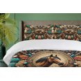 thumbnail image 4 of Ambesonne Rustic Duvet Cover Set, Wild West Horse Feathers, Calking, Teal Dark Taupe Cinnamon, 4 of 6