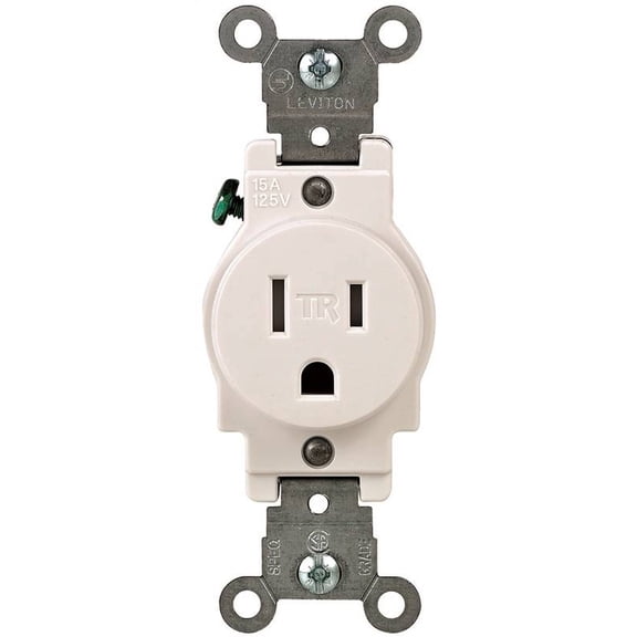 Leviton Outlet T5015-W - 15 Amps, 125 Volt, 5-15R, Commercial Wall Outlet - White