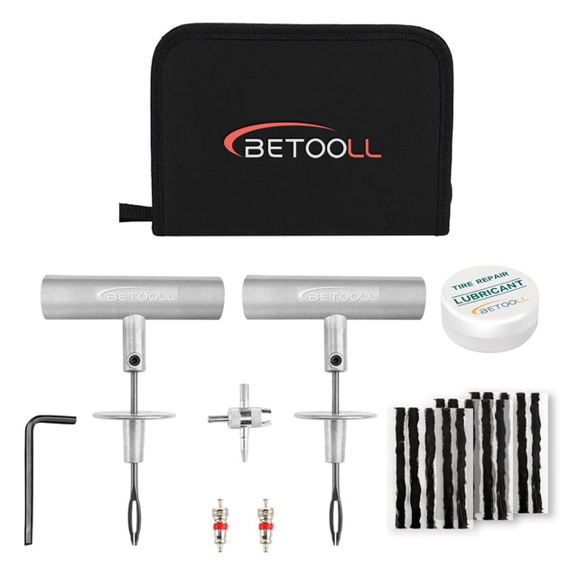 Kit de reparación de neumáticos BETOOLL, 24 piezas, profesional, universal, negro