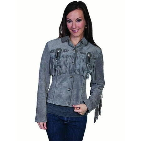 - Scully Western Jacket Womens Leather Beaded Fringe Fitted L152