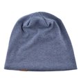 thumbnail image 4 of Gorro de punto holgado informal de primavera y otoño con etiqueta de cuero FS, gorro Baotou con forro polar para exteriores para hombres y mujeres, 4 of 5