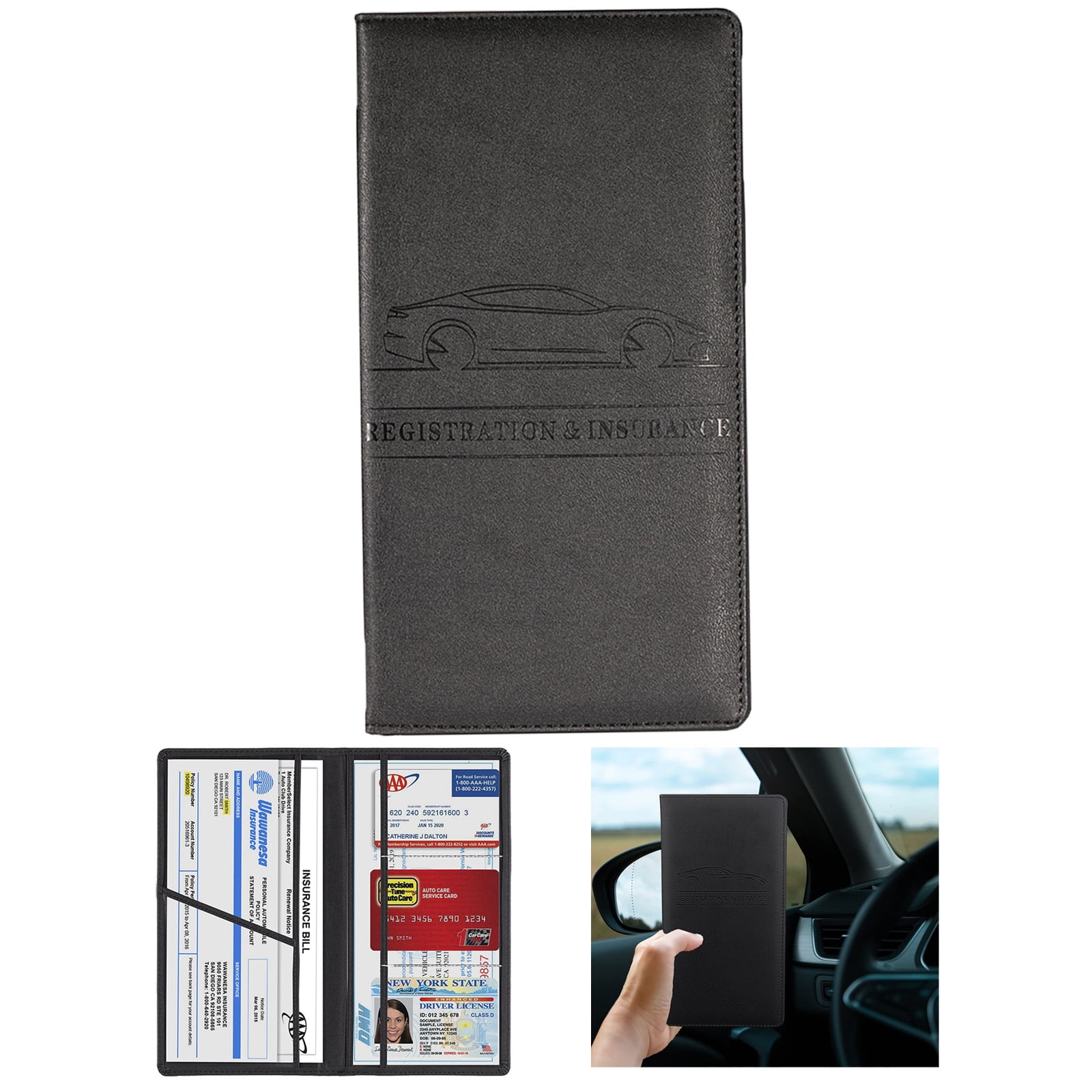 TILDOSAC Car Registration & Insurance Card Holder：Auto Glove Box Organizer  Truck Accessories for Women Men (Marble White Small, small)