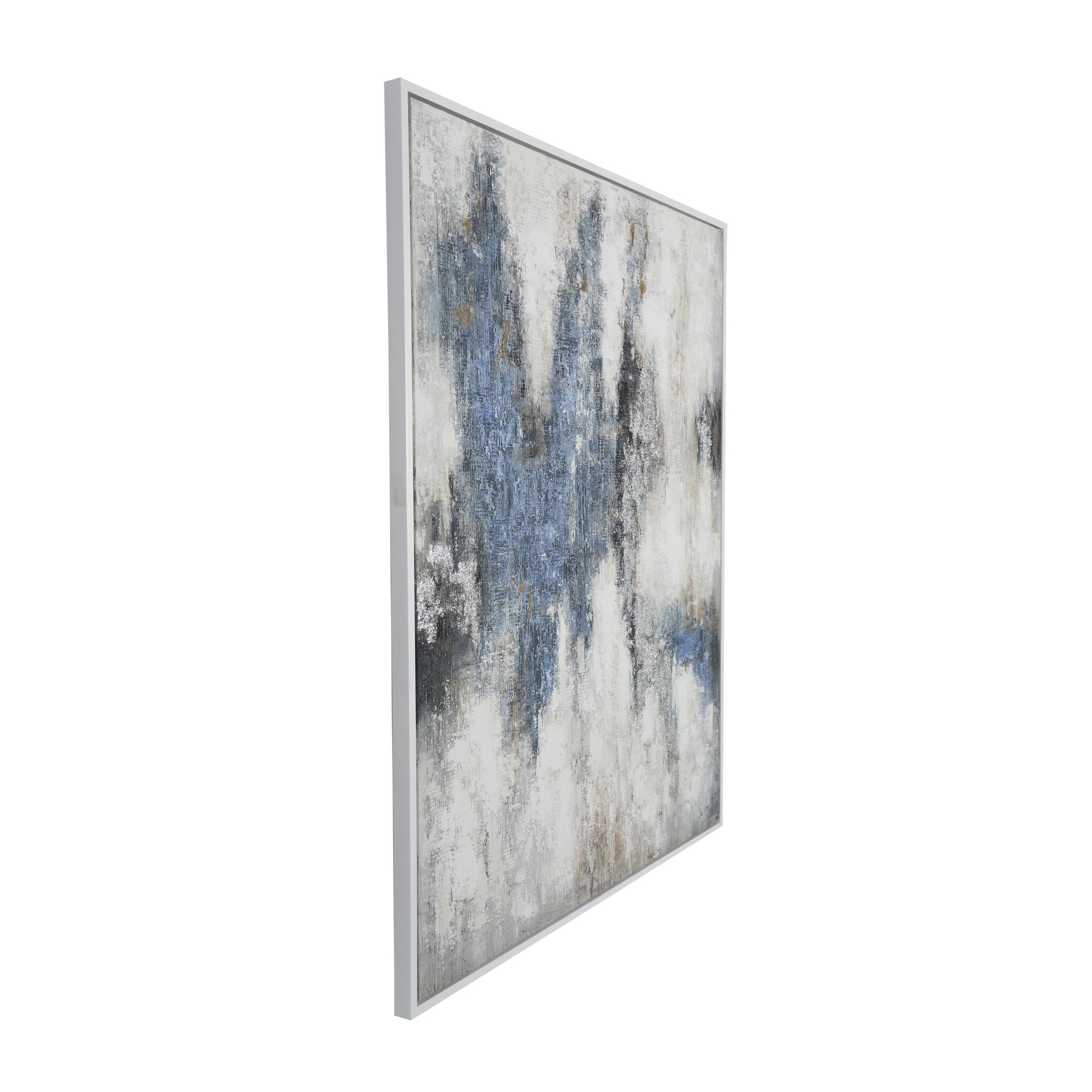 47" x 59" Abstract Framed Wall Art with Silver Foil Accents, by DecMode