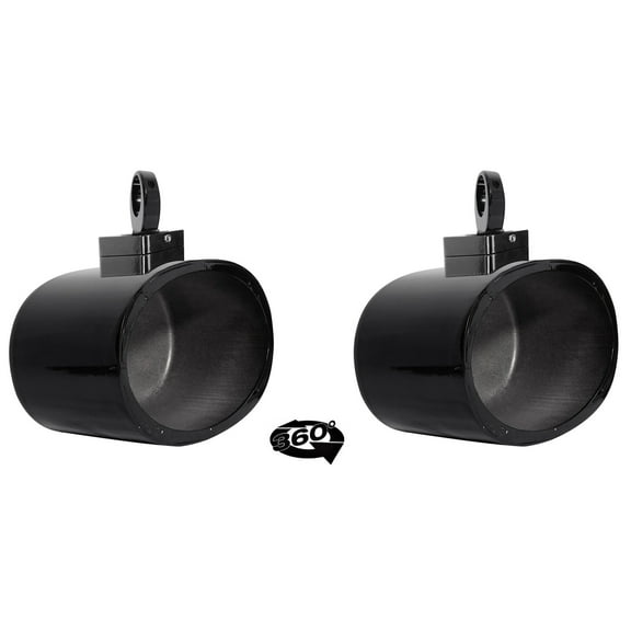 2) Rockville MAC69B 6x9" 360° Swivel Black Aluminum Wakeboard Tower Speaker Pods