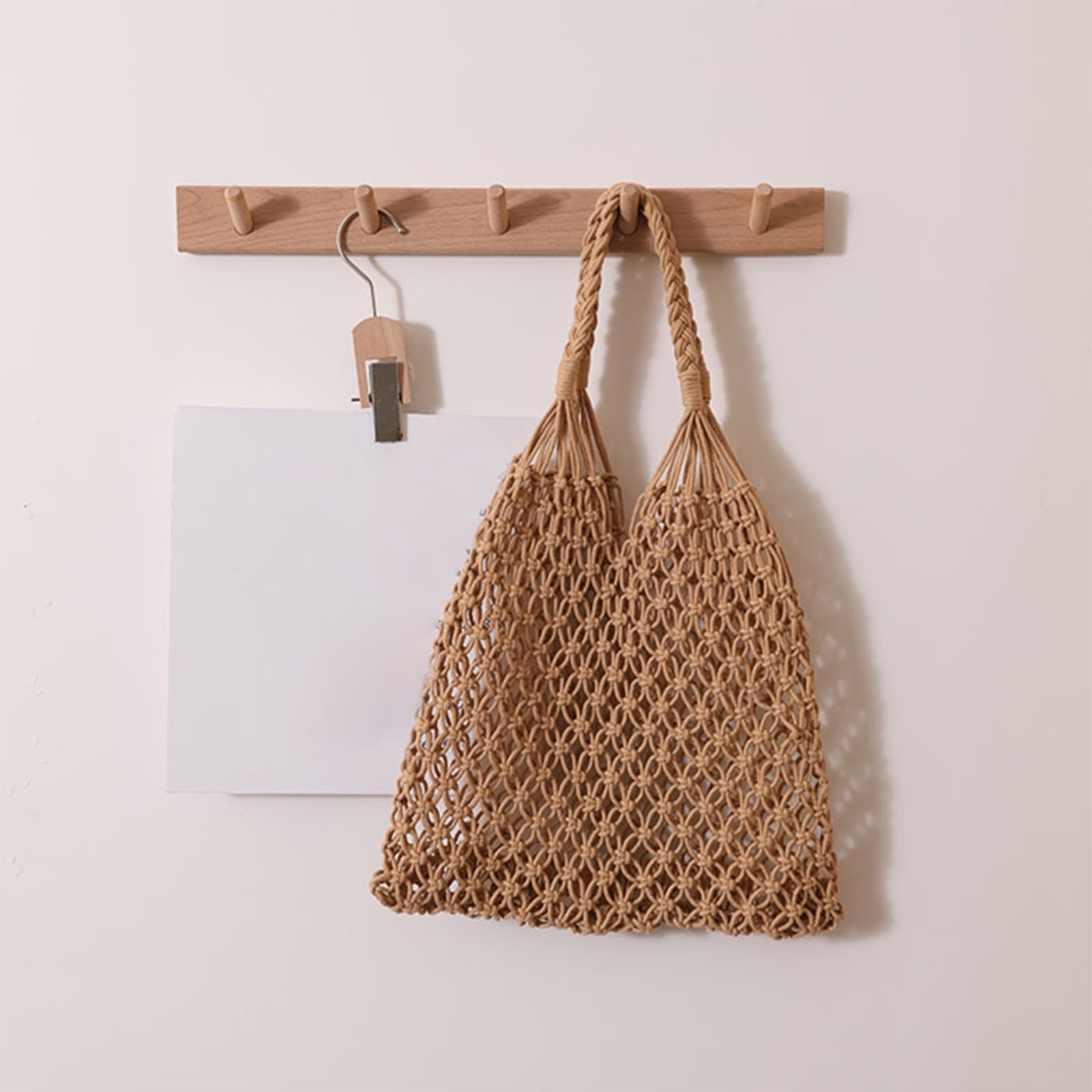 Specollect Clearance 4Pcs Crochet Backpack Flap Drawstring Shoulders Bag Summer Beach Woven Tote Bag, Straw Rattan Raffia Bucket Bag, Handmade Basket Handbag