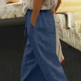 thumbnail image 7 of ABATAB Summer Pants for Women Lightweight Cotton Linen Pants Casual Lace Beach Drawstring Trousers with Pockets, 7 of 7
