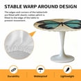 thumbnail image 6 of Blue Black Butterfly Elastic Fitted Round Table Cover Vintage Texture Waterproof Outdoor Tablecloth for Holiday Party, Picnic, Patio & Dining Fits Tables Up to 45"-54", 6 of 8