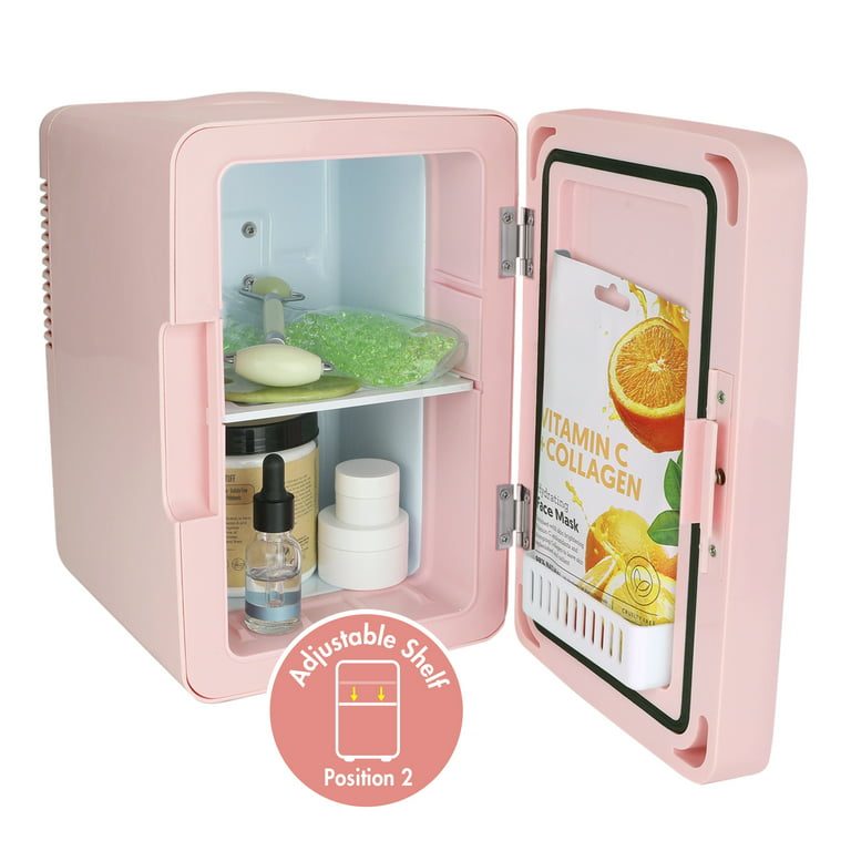Personal Chiller LED Lighted Mini Fridge with Mirror Door