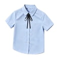 thumbnail image 3 of Asxite Toddler Girls White Shirt Solid Color Short Sleeve Button Down Preppy Style Casual Summer Tops 1-18Y, 3 of 7