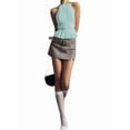thumbnail image 2 of Open Back Halter Tops for Women Backless Ruched Ruffle Crop Tops Smocked Y2K Going Out Camisoles Light Green L, 2 of 9
