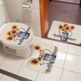 thumbnail image 5 of Hello Summer Bathroom Rugs Set Vintage Sunflower Floral Linen Texture Non Slip Absorbent Soft Bath Mats 3 Piece Set with Bathroom Rug, U-Shaped Floor Mat, Toilet Seat Cover Small Size, 5 of 9