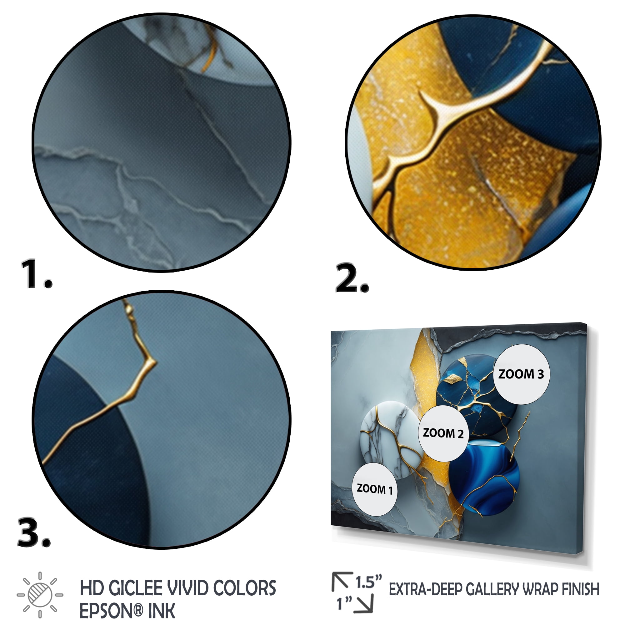 Designart Abstract Geode Blue IV Canvas Wall Art