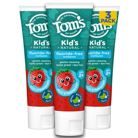 Tom's of Maine Natural Children's Fluoride-Free Toothpaste, Silly Strawberry, 5.1 oz. 3-Pack