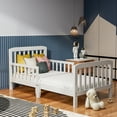 thumbnail image 3 of Fizzy Baby Classic Toddler Bed with Rails Wooden Beds for Kids, White, 3 of 10