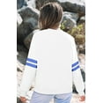 thumbnail image 5 of Women's White Varsity Striped Drop Shoulder Oversized Sweatshirt – Casual Comfort for Daily Wear | L, 5 of 5
